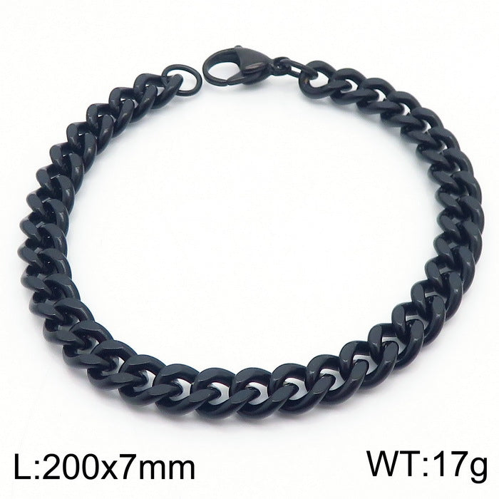 Stylish Stainless Steel Side Chain Bracelet for Men - Trendy Titanium Hip-Hop Accessory