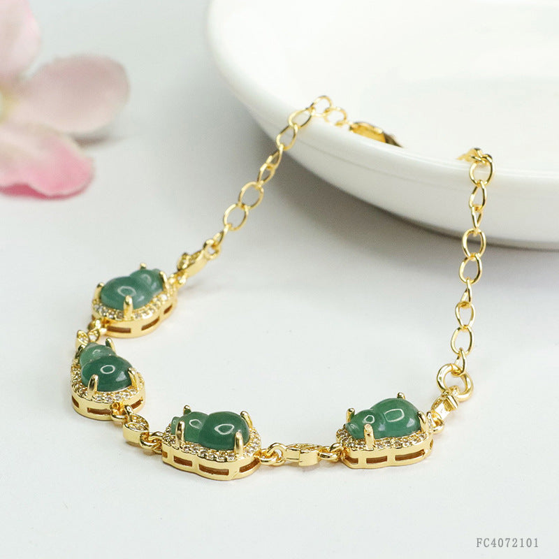 Blue Water Jadeite Gourd 9*6 mm Bracelet