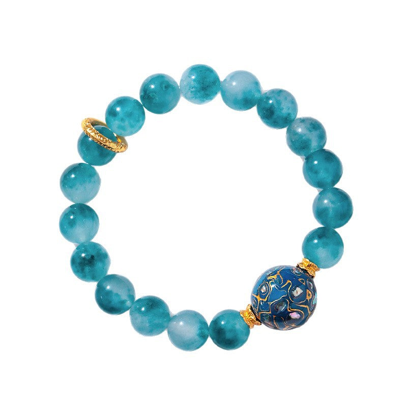 10 mm Blue Chalcedony Lacquer Bead Bracelet