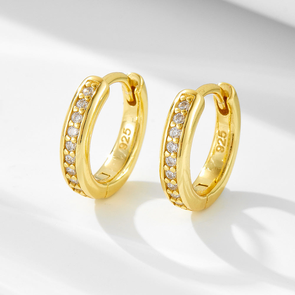 S925 Sterling Silver Classic Zircon Ear Buckle Earrings