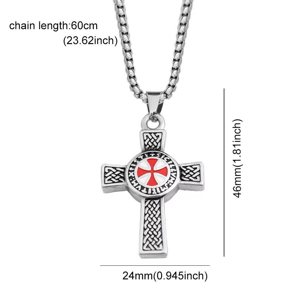Cross Double-Sided Stainless Steel Men's Pendant Necklace