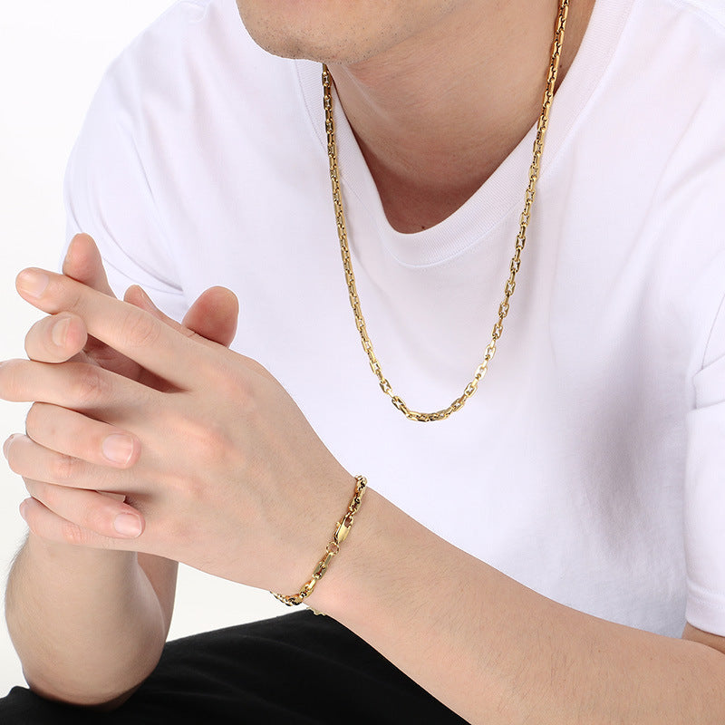 Planderful Premium Titanium Steel Mens Bracelet Interlock