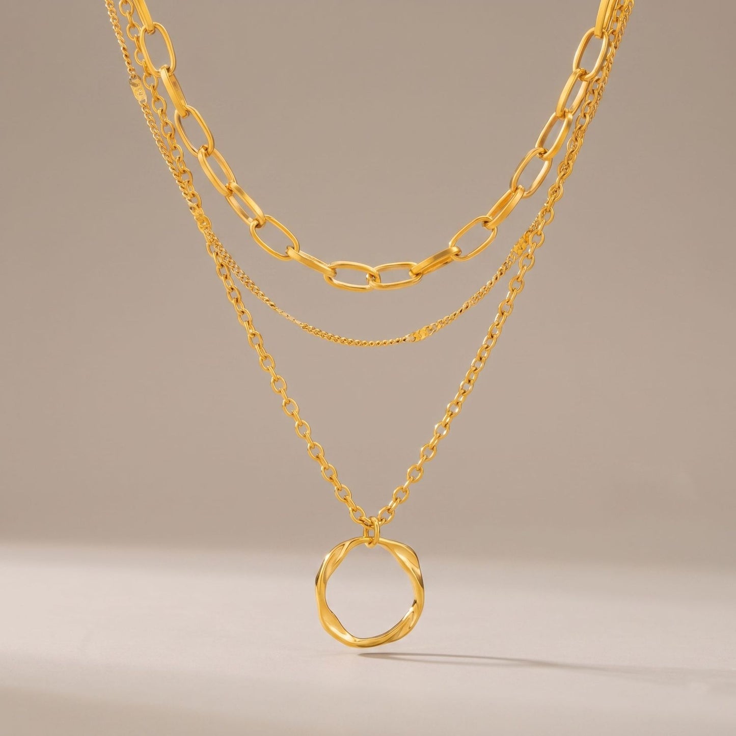 Minimalist Ring Layered Stainless Steel Necklace