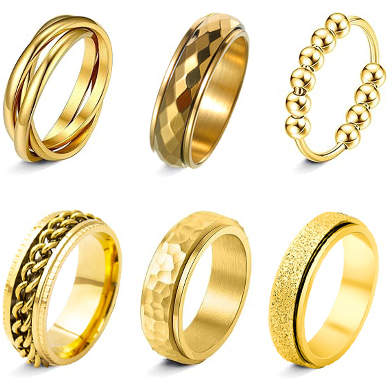 Planderful Rotating Titanium Steel Matte Ring For Women