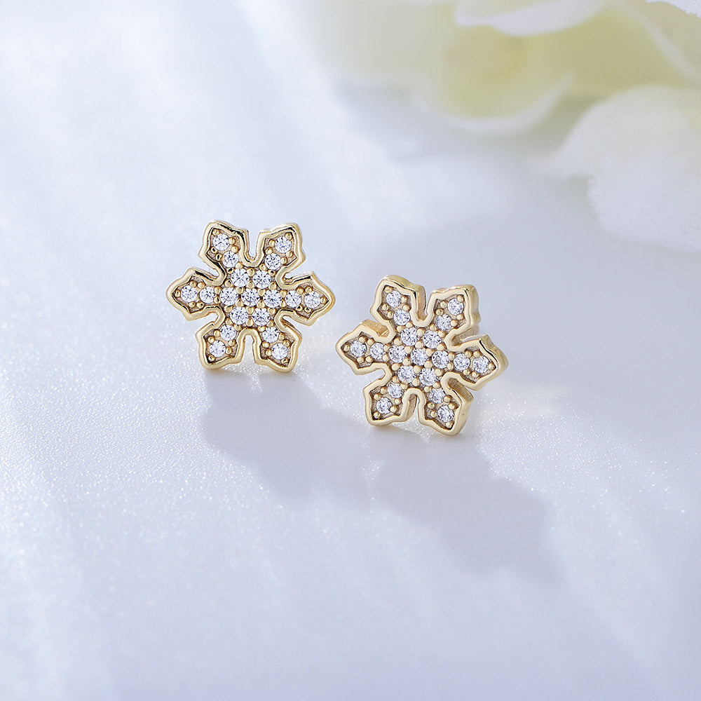 S925 Silver Delicate Zircon Snowflake Stud Earrings Tide Earrings Valentine'S Day Gift