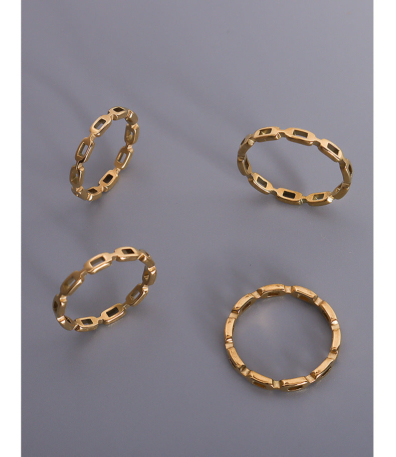 18k Gold French-Inspired Titanium Steel Hollow Index Finger Ring