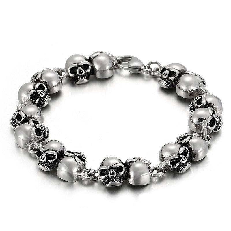 Antique Men's Titanium Steel Skull Bracelet