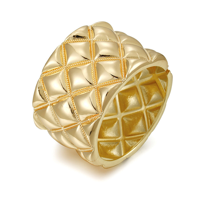 Golden Wide Women's Fashion Bracelet - Vienna Verve Collection - Handcrafted Metal Jewelry