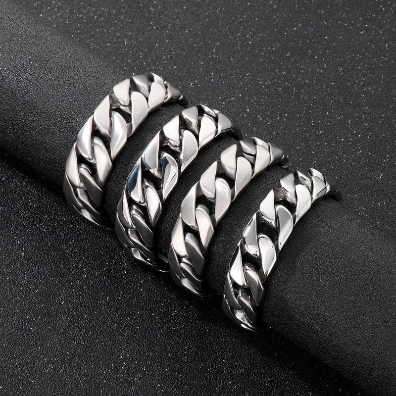 Men's Daily Casting Smooth Sand Men's Stainless Steel Cuban Chain Bracelet