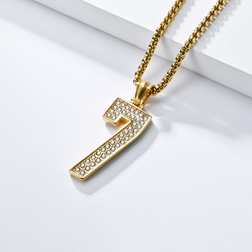 Planderful World Cup Jersey Number Necklace Stainless Steel With Zircon Pendant For Sports Fans