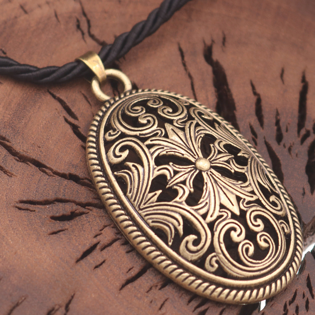 Viking Legacy Zinc Alloy Necklace with Norse Symbols - Unique Men's Pendant