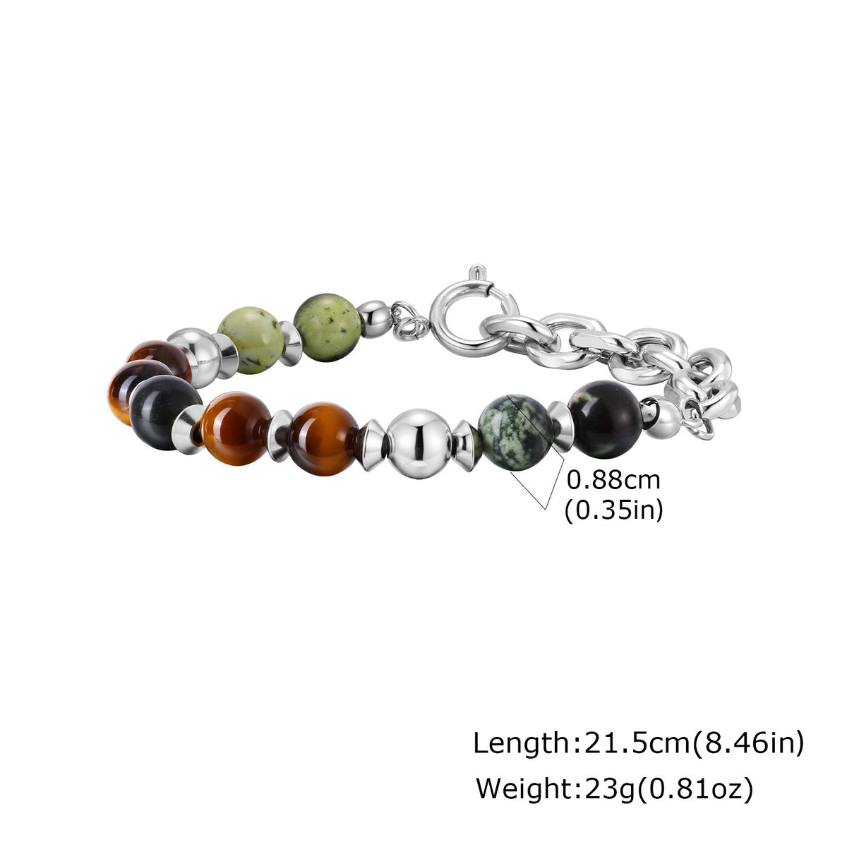 Natural Stone Stainless Steel Bracelet for Men