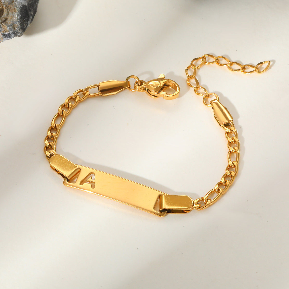 Stainless Steel Hollow Letter Children's Bend Card Electroplated Gold Blank Bend Card Bracelet