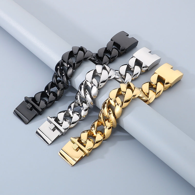 Planderful Titanium Cuban Chain Bracelet For Men Durable