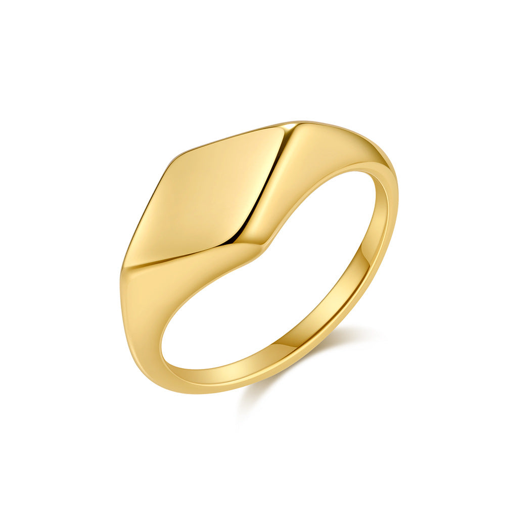 Planderful Rhombus Geometry Ring For Women And Unisex Minimalist Steel Jewelry With Modern Bold Design