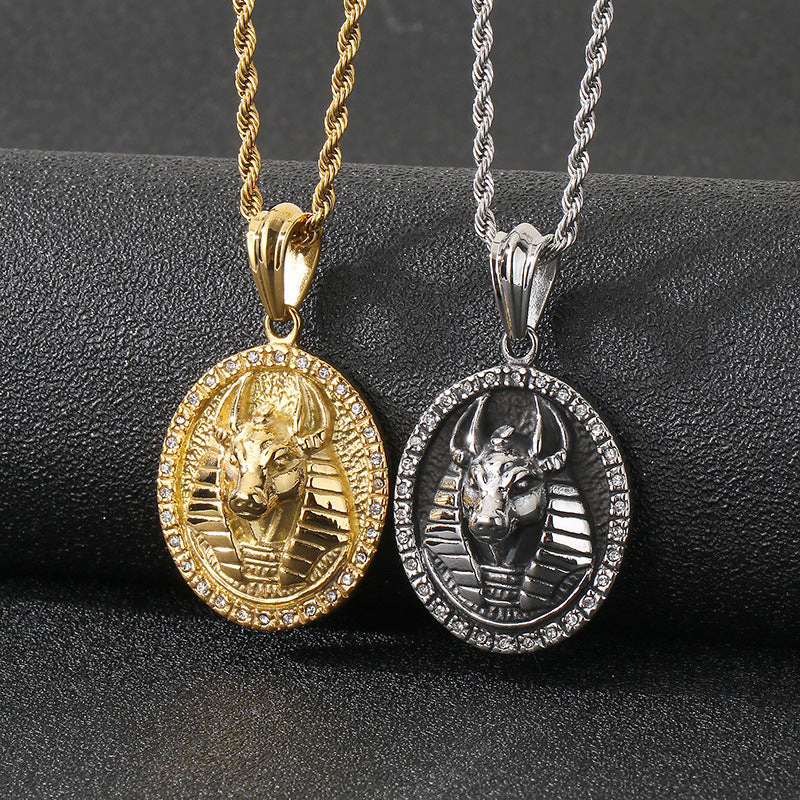 Anubis Pendant For Men Zircon Encrusted Retro Planderful