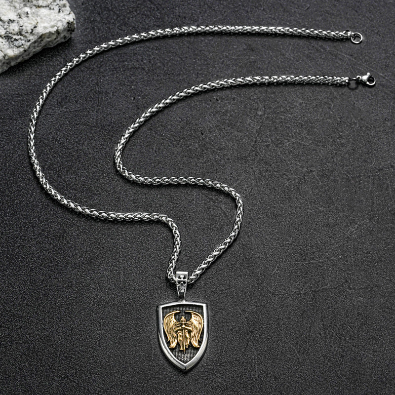 1. Planderful St Michael Cross Pendant Necklace in Stainless Steel for Men Vintage Hip Hop Gift