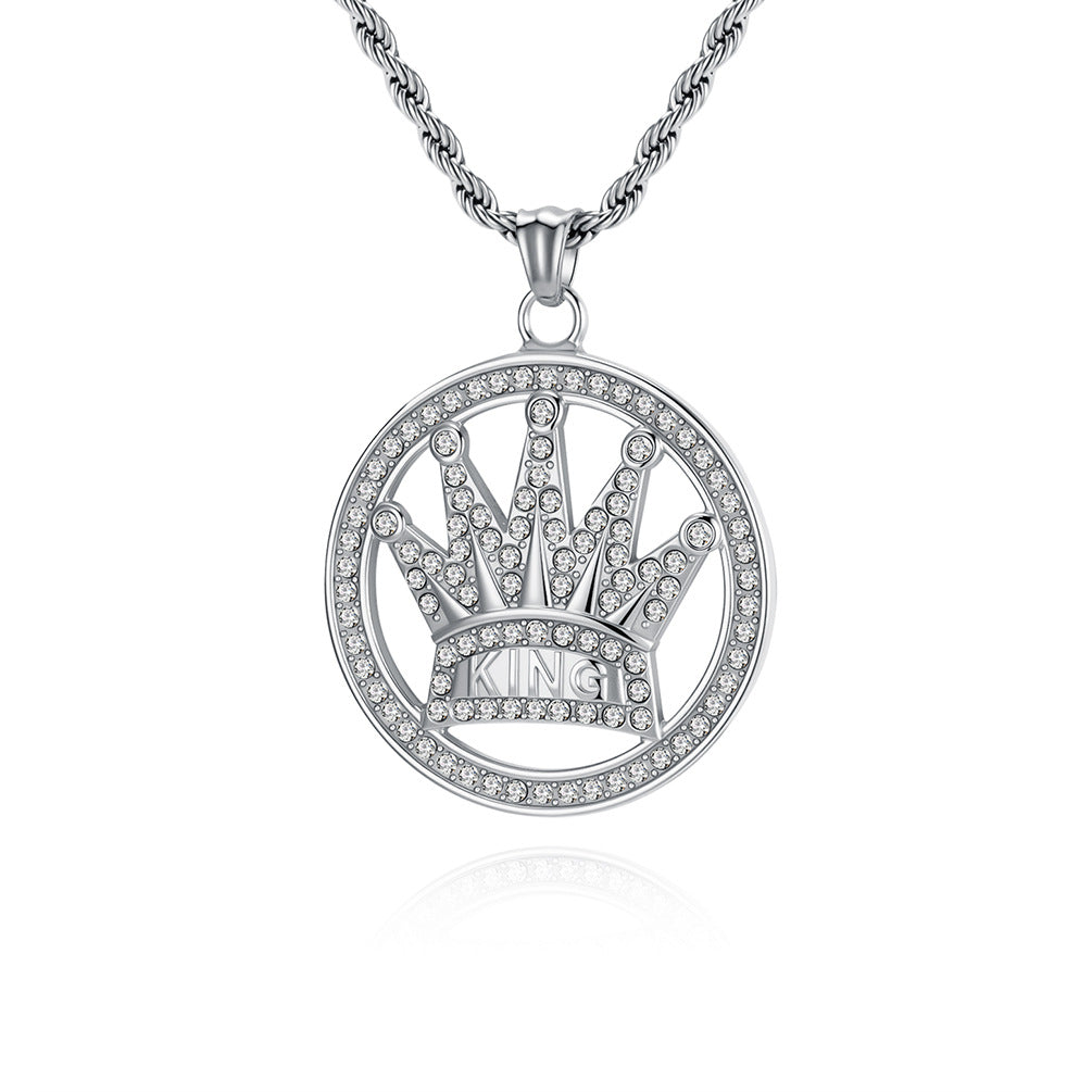 Crystal Crown King Pendant — Silver or Gold