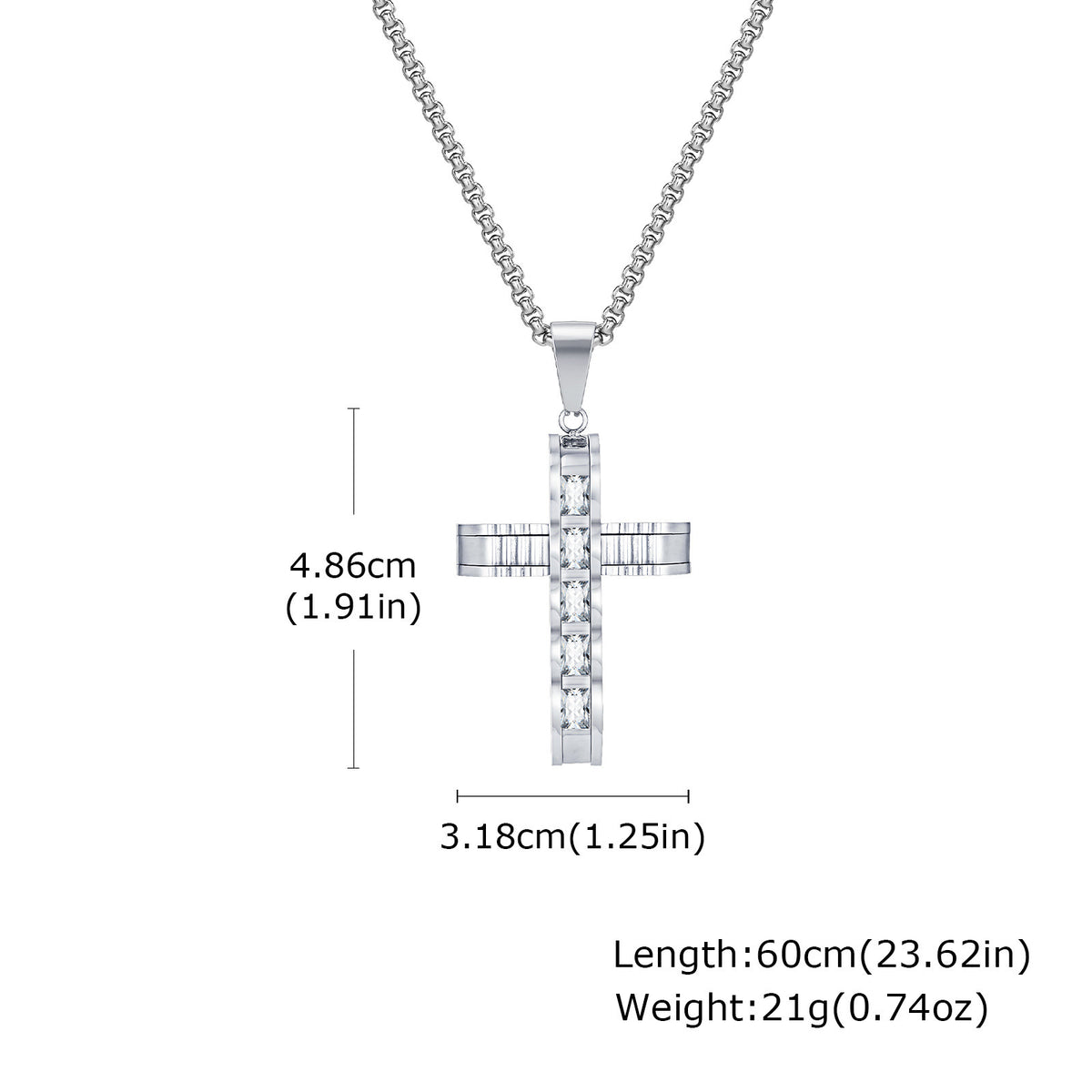 Cross Zircon Stainless Steel Necklace for Men