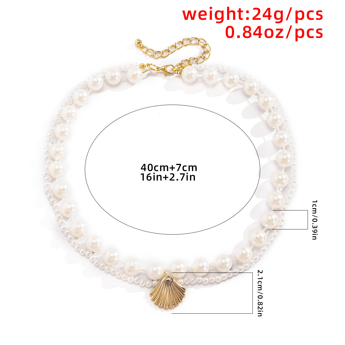 Planderful Vienna Verve Ocean Shell Beaded Layer Necklace for Women Imitation Pearl Geometric Statement Jewelry