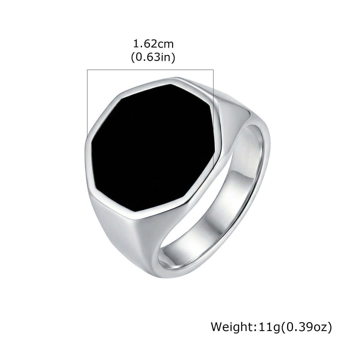 Men's Punk Stainless Steel Hexagonal Drop Vinyl Ring