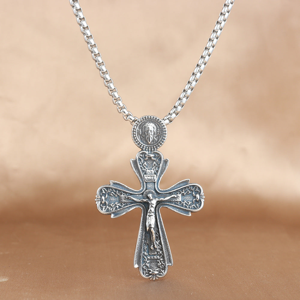 European And American Stainless Steel Cross Pendant Necklace