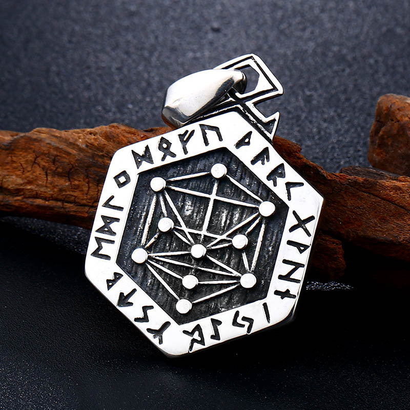 Titanium Steel Viking Compass Pendant for Men - Retro Letter Jewelry Wholesale