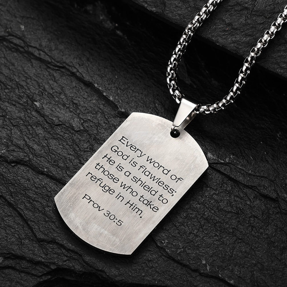 European and American Style Stainless Steel Cross Army Necklace