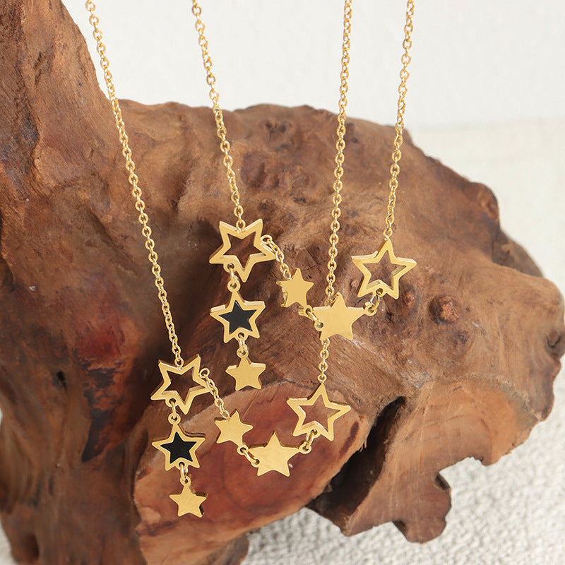 Luxurious Geometric Star Pendant Titanium Necklace with Korean Design