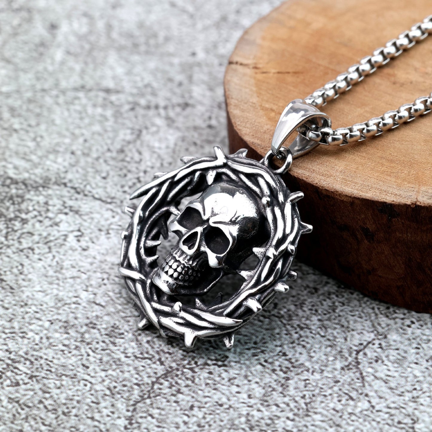 Single Sided Skull Pendant For Men Retro Stainless Steel By Planderful Shop Durable Punk Necklace