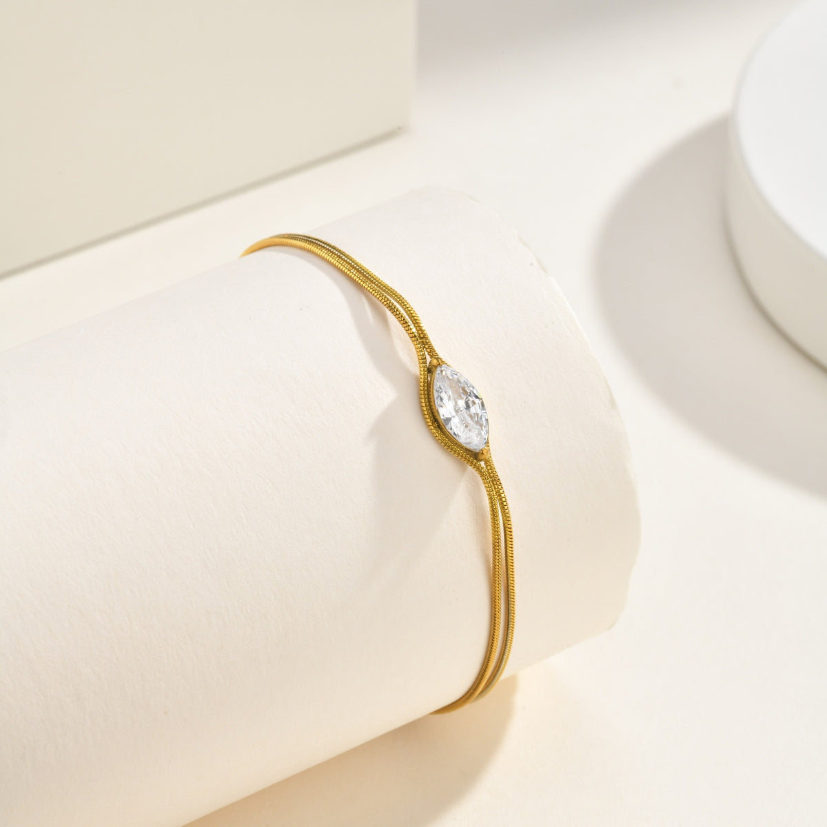 Snake Zircon Gold-Plated Stainless Steel Bracelet