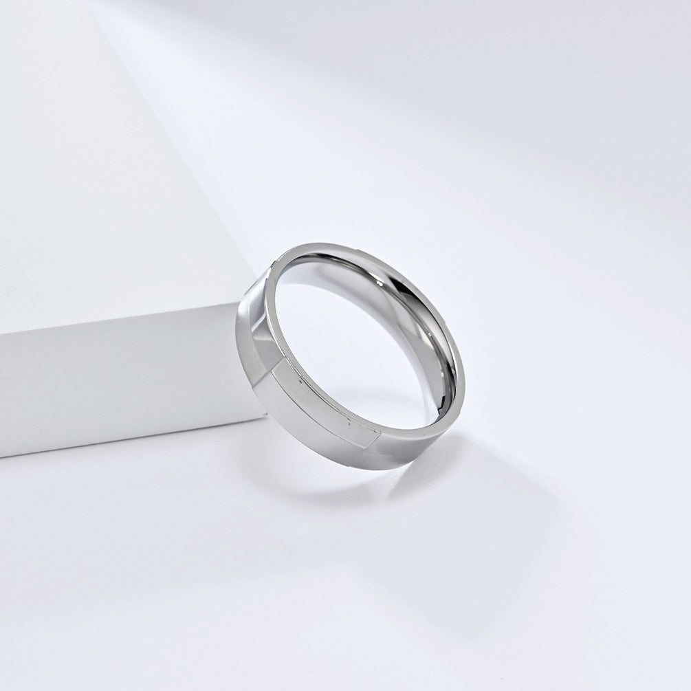 Planderful Titanium Steel Ring For Couples Smooth Matte Geometry Neutral Everyday Genie Style
