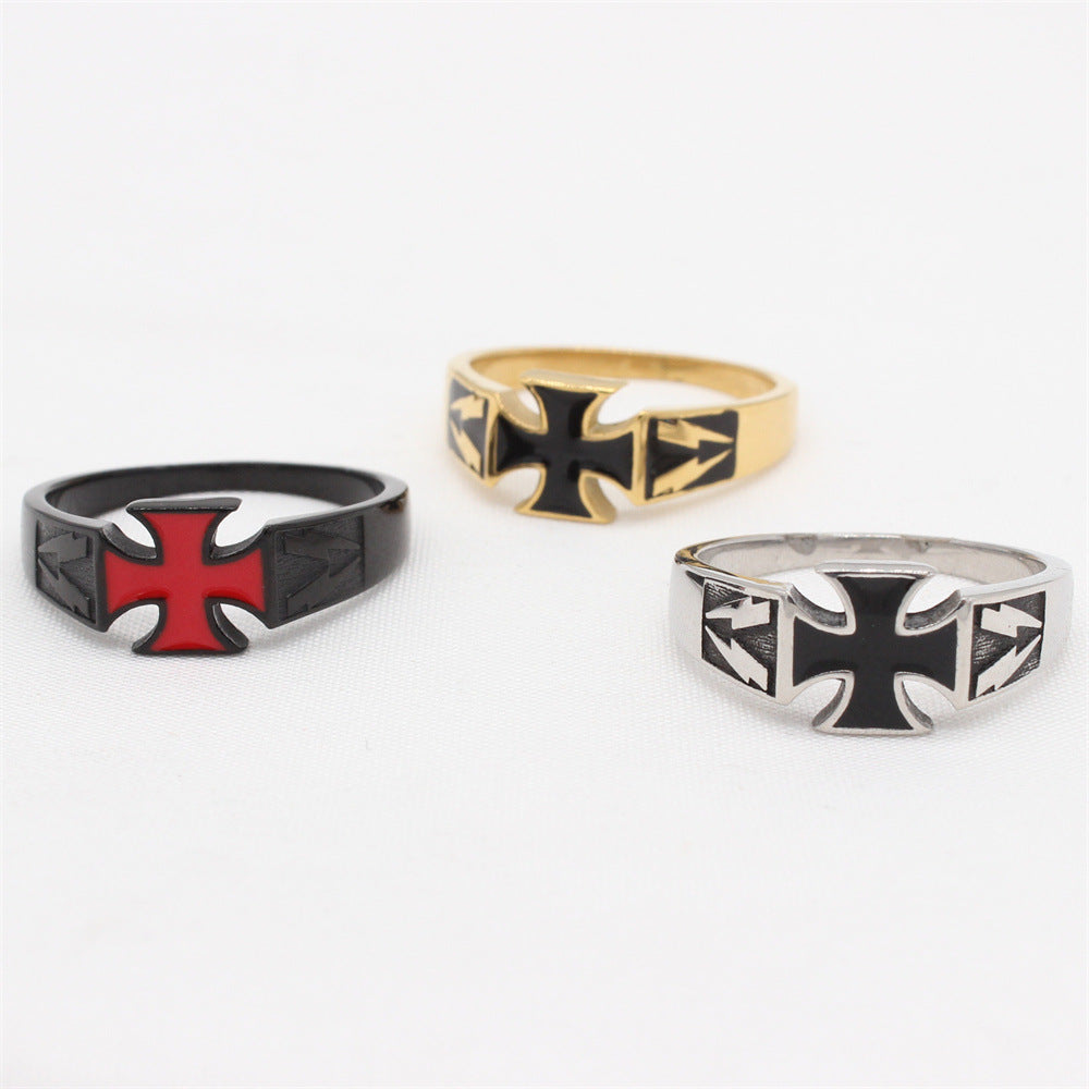 Planderful Titanium Steel Ring With Retro Cross Design For Unisex Style Protection Statement For Men And Women