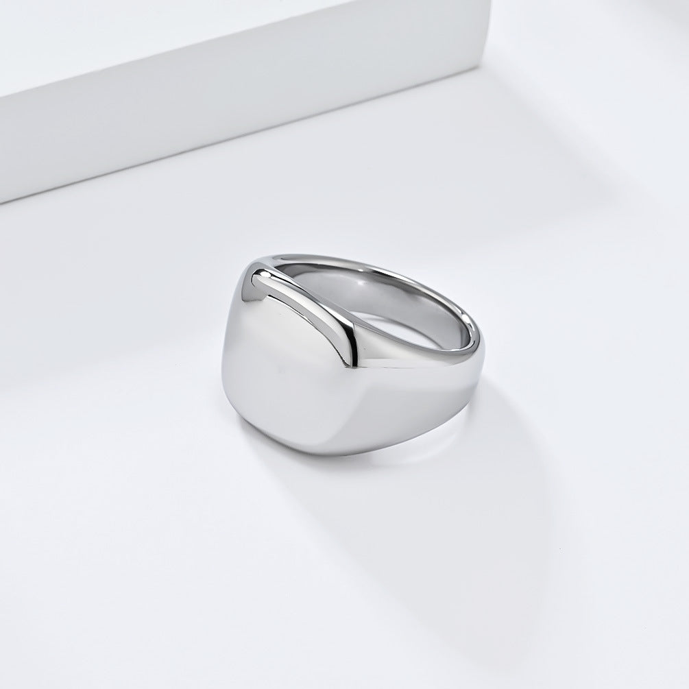 Cold Neutral Wind Mirror Curved Titanium Steel Ring for Men