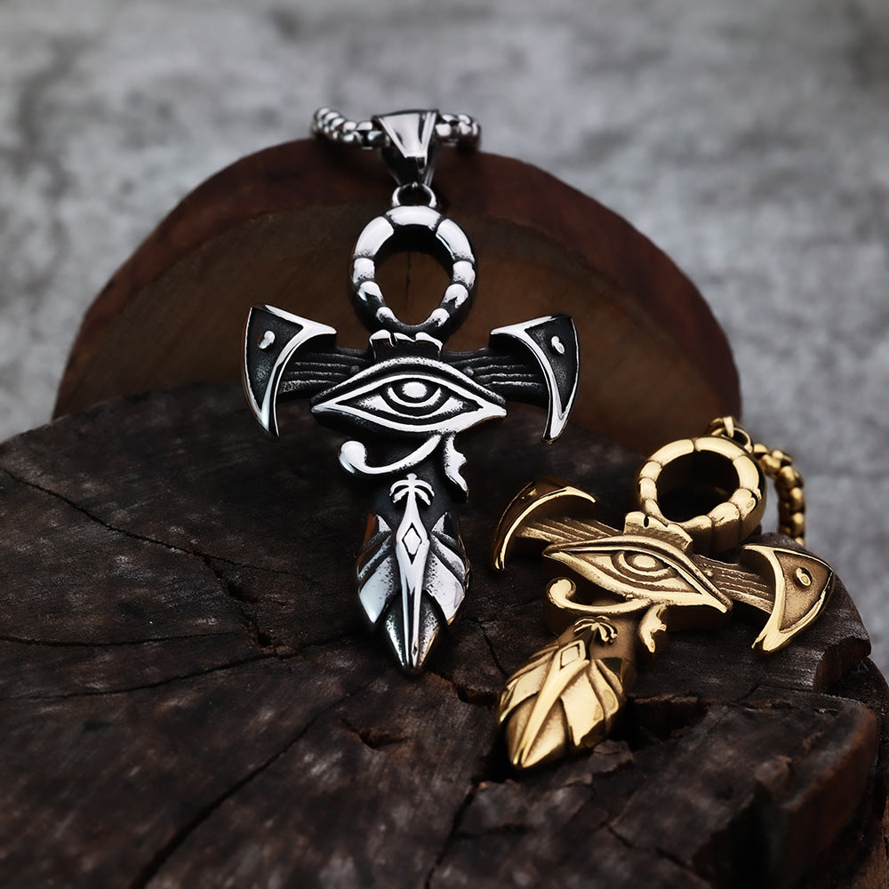 Cross-Border New Product Pendant Personalized Eye of Horus Anka Cross Men's Pendant