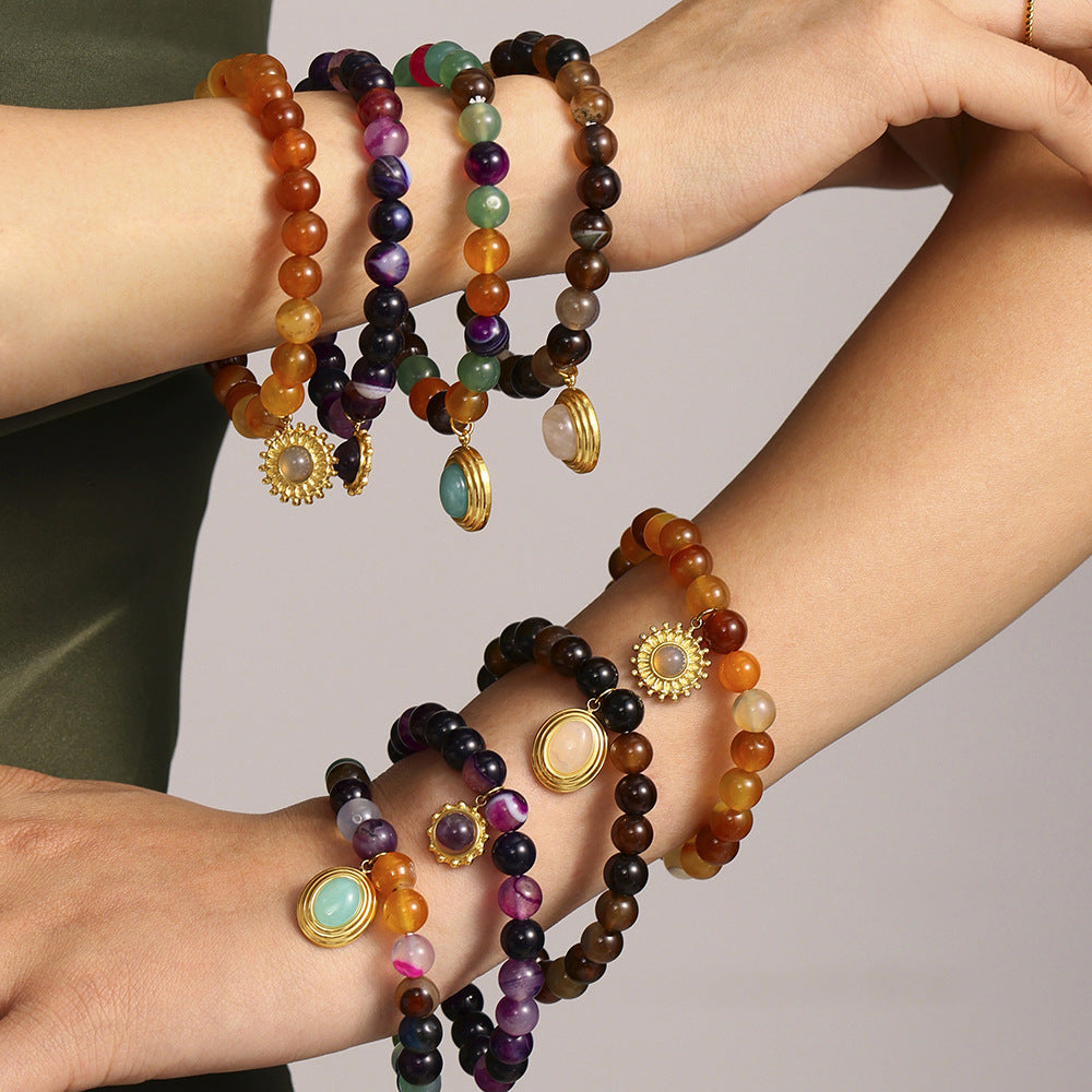 Planderful Natural Agate Bracelet Women Gift Girlfriend
