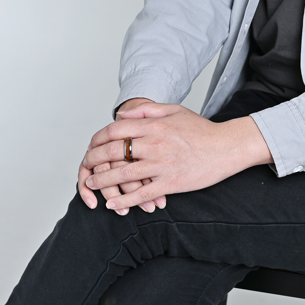 Premium Tungsten Ring Inlaid Wood And Leather 4 6 8mm For Men And Women Planderful Shop