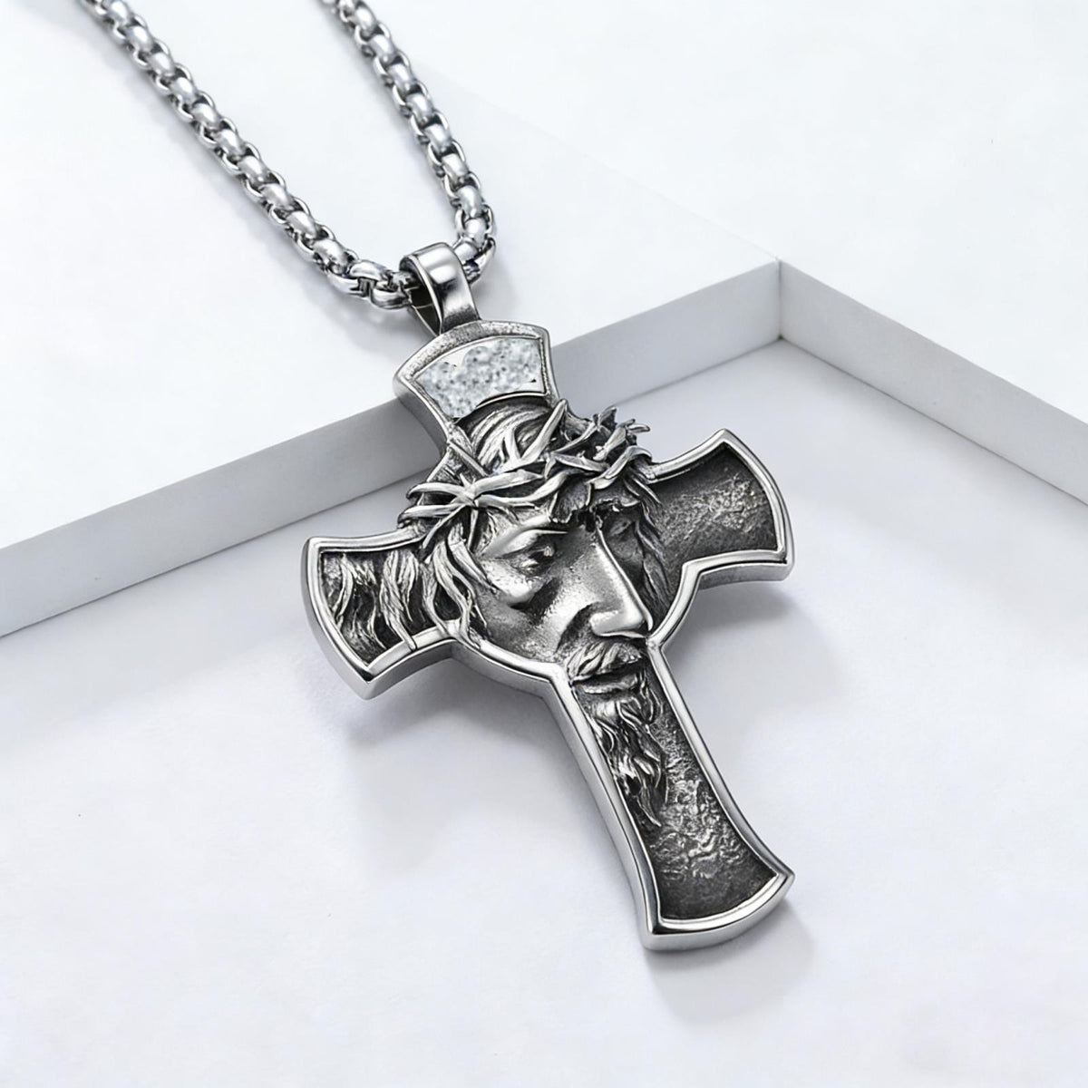 Vintage Cross Stainless Steel Pendant Necklace