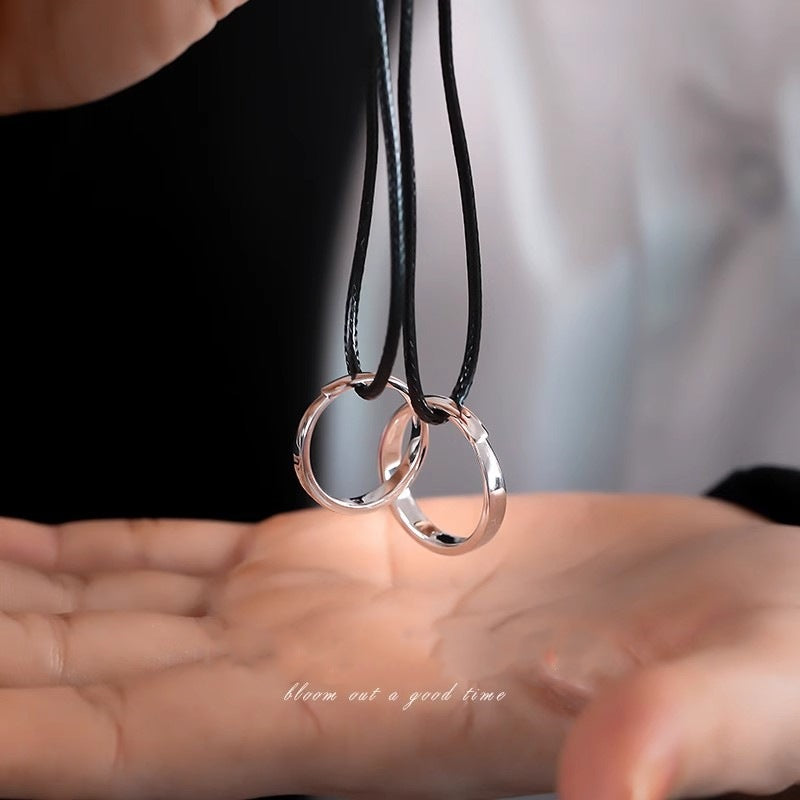 925 Sterling Silver Polar Star Couple Ring Adjustable Pair