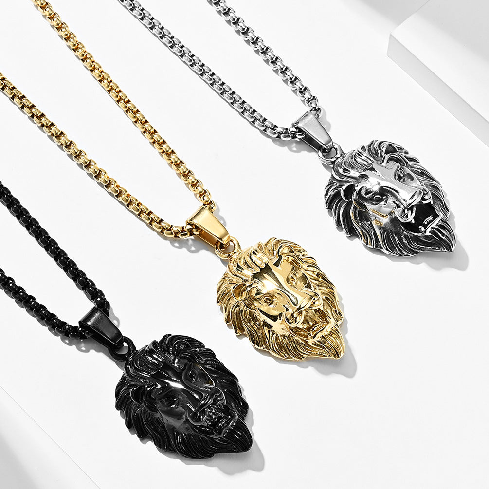 Planderful Lion Head Pendant Stainless Steel Personalized Necklace For Punk Style Fans