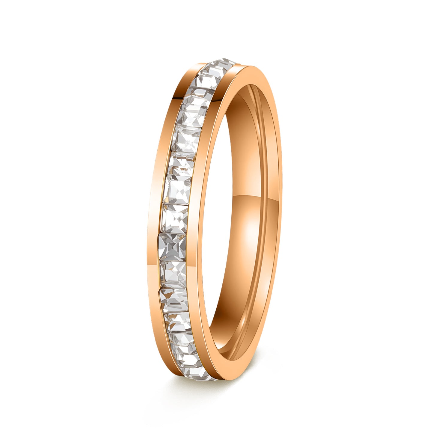 Planderful Everyday Genie Zircon Inlaid Gypsy Ring Stainless Steel Unisex Rose Gold Bold Statement