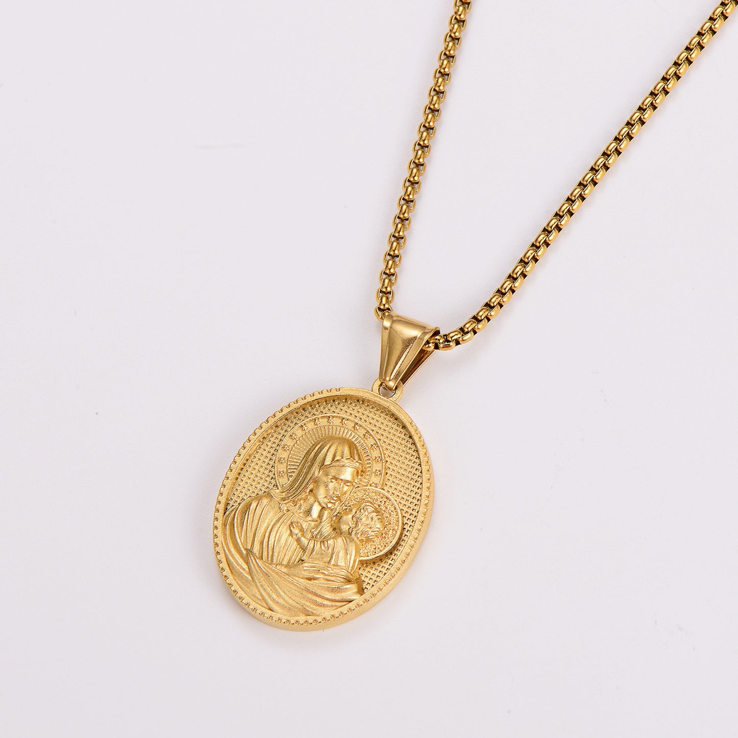 1. Pvanderful Virgin Mary Pendant Necklace Titanium Steel For Women European Retro Style Jewelry Gift