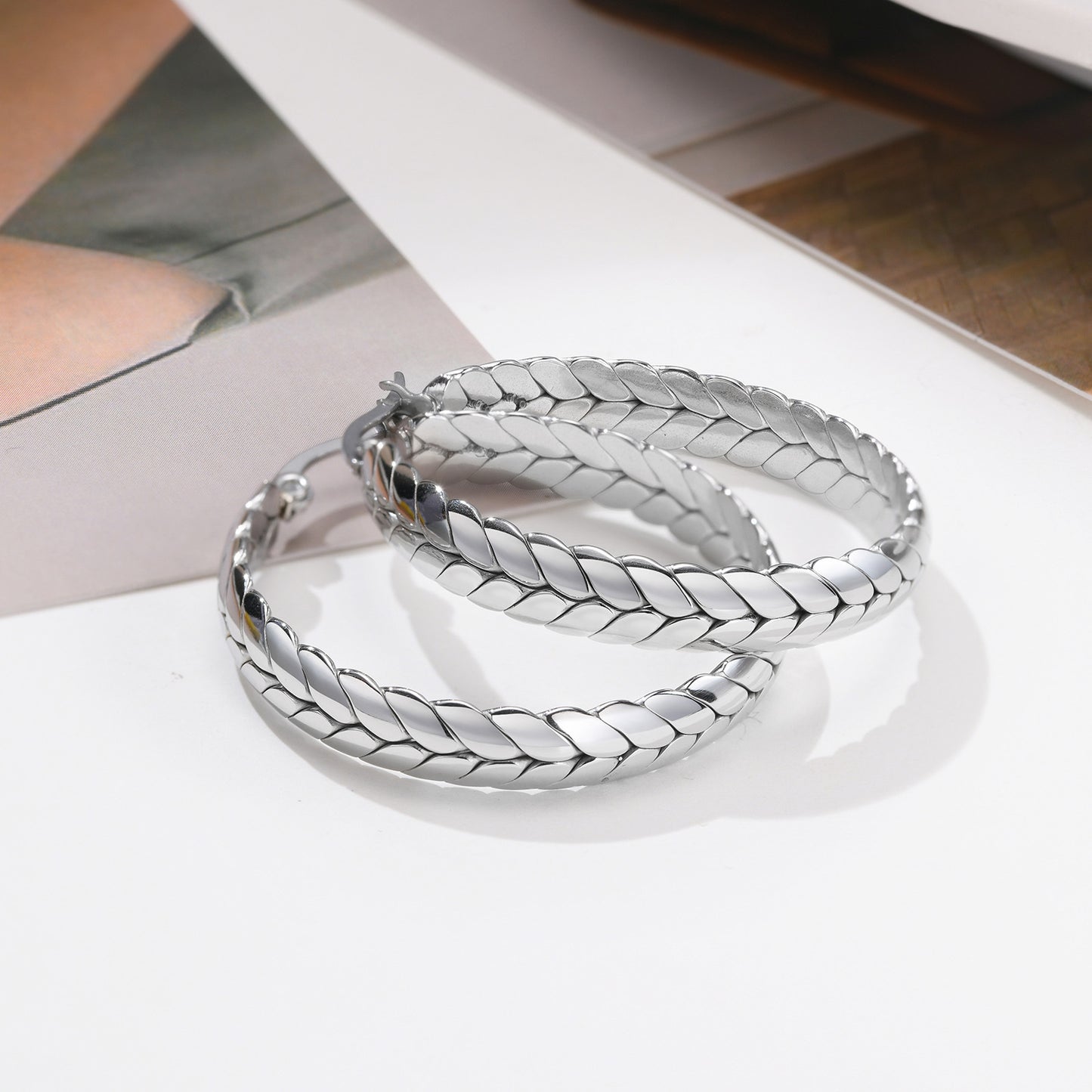 Stainless Steel Wheat Earrings Steel Color Gold Women's Fashion