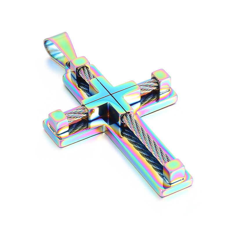 Men's Cross Pendant in Titanium Steel and Stainless Steel Jewelry