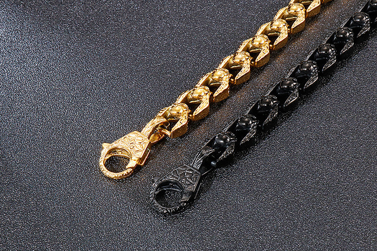 Planderful Skull Bracelet Men Titanium Steel Retro Style