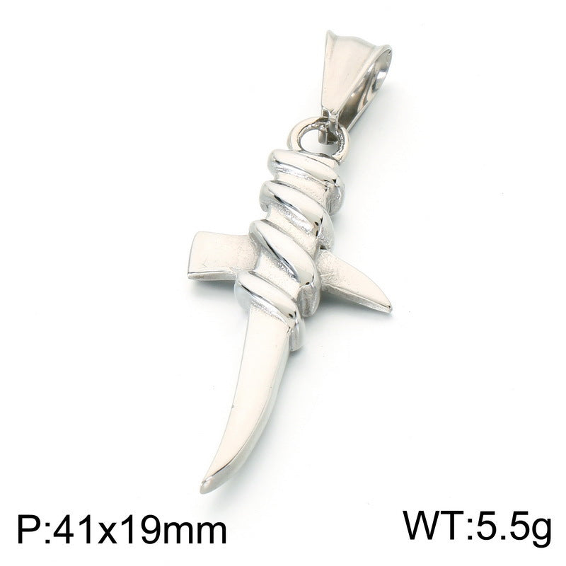 Niche Many Elements Myth Pendant Tower Conch Trident Feather Stainless Steel Men's Pendant Necklace