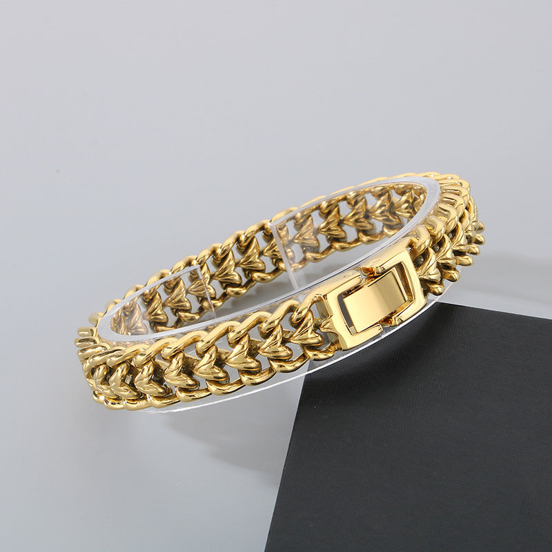 Planderful Men Bracelet Gold Plated Interwoven Love Chain