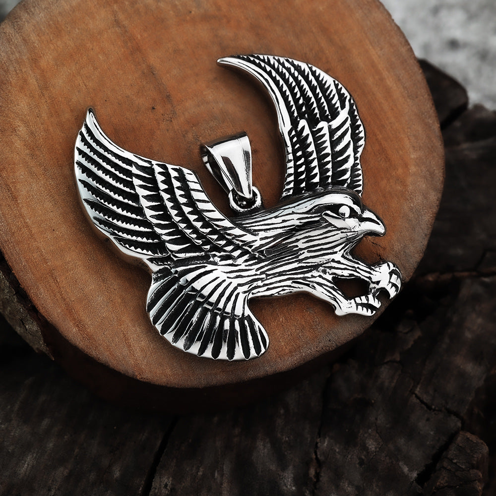 Vintage Eagle Wing Stainless Steel Pendant Necklace