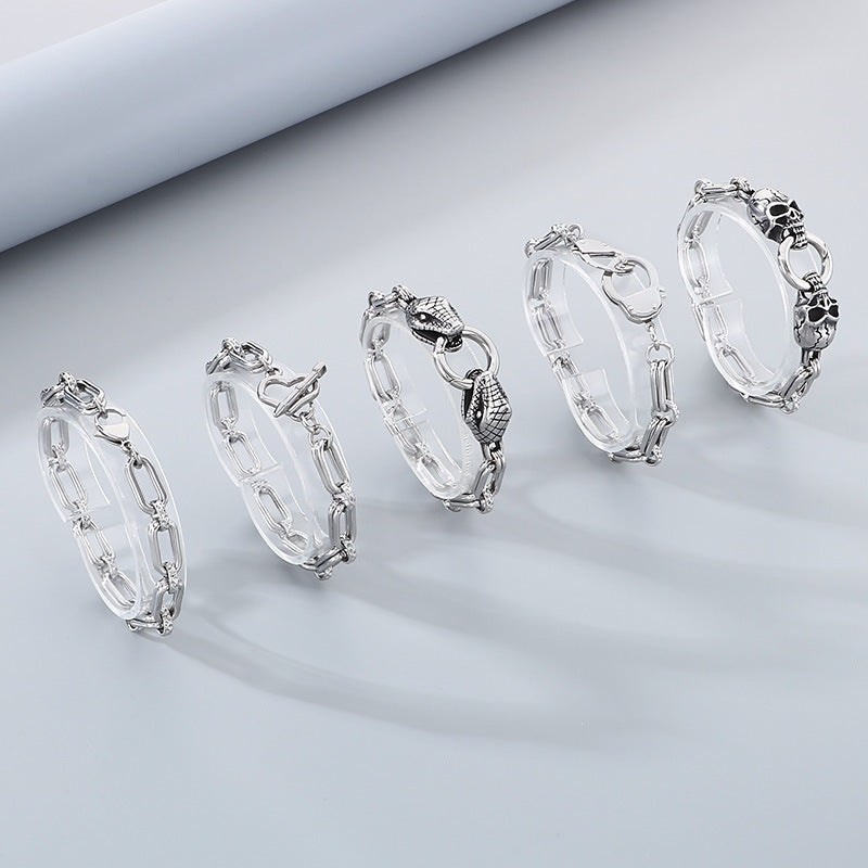 Planderful Men Stainless Steel Bracelet Double O Chain