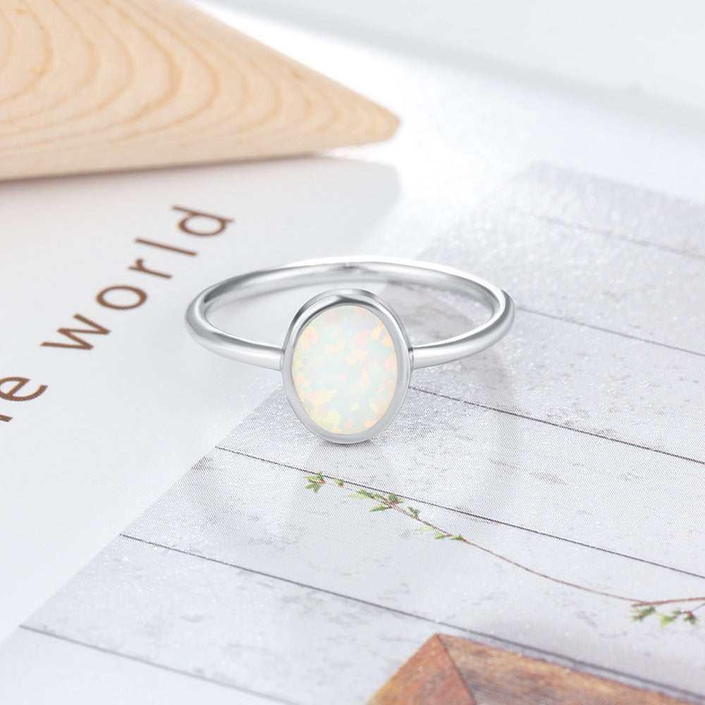 Planderful Jewelry Opal Ring In Sterling Silver Size 6 7 8 Elegant Everyday Genie